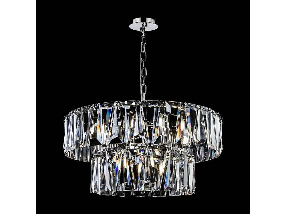 Maytoni Puntes Moderne Puntes 2-Tier-12-Licht-Chrom-Pendel-Deckenleuchte