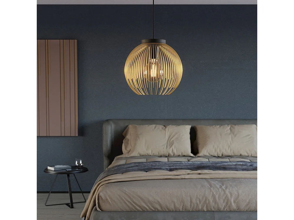 Lampadario Industrial Venezuela 1 Luce Acciaio Nero E Oro