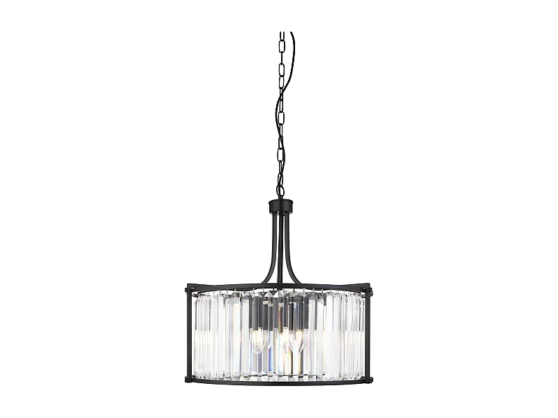 Searchlight Victoria 5 Ljus Rund Pendel Matt Svart, med glas, E27