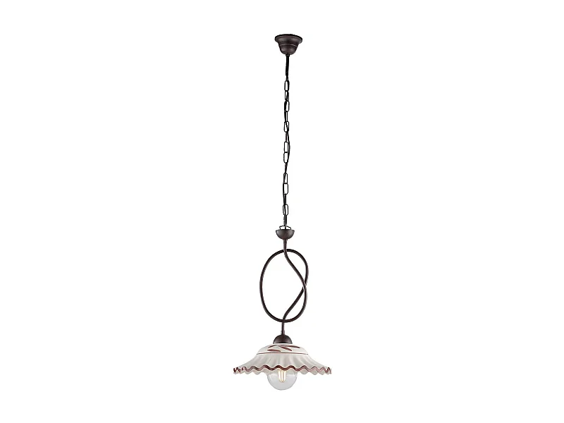 Sospensione Country Chic Bistrot 1 Luce Ruggine Con Ceramica Vietrese