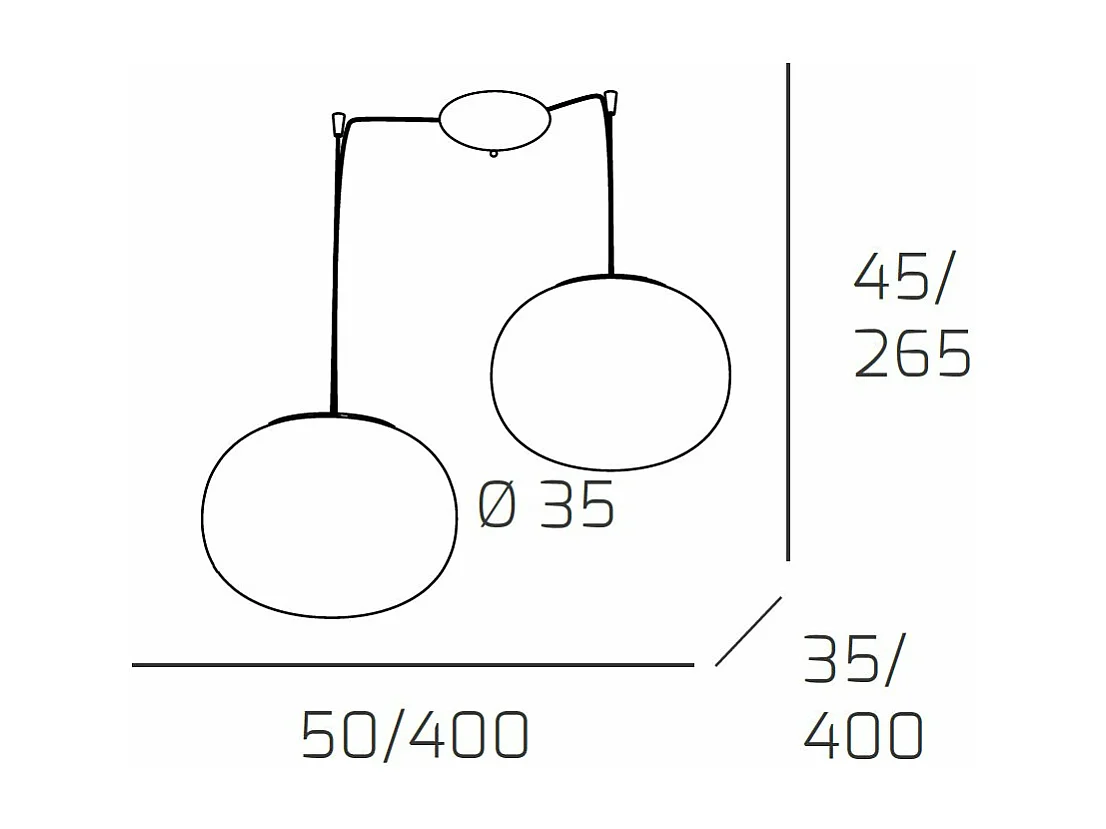 Soft Sospensione D.35 Cm. 2 Luci