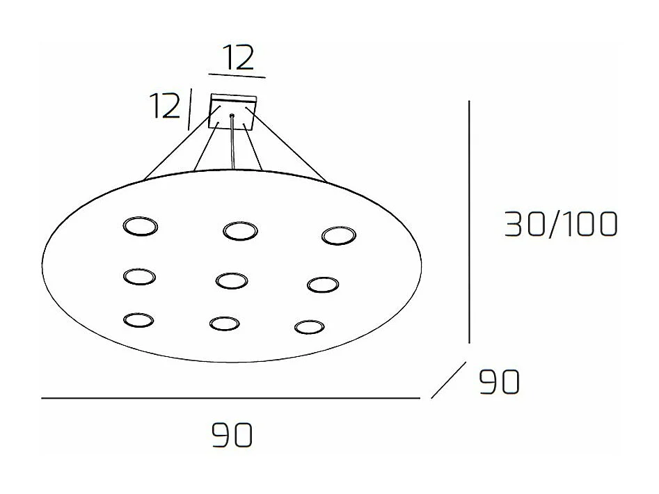 Sospensione Moderna Tonda Cloud Metallo Bianco 9 Luci Gx53