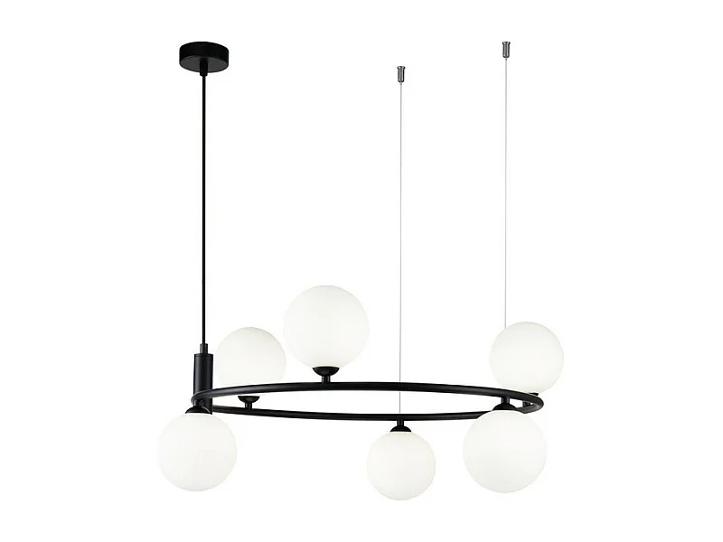 Ring Lámpara Colgante de Techo Negra, 6 Luces, G9