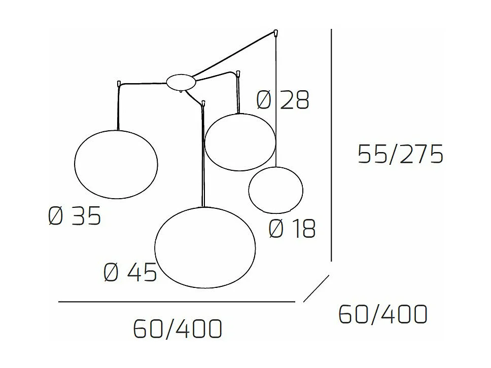 Soft Sospensione D.18+28+35+45 4 Luci
