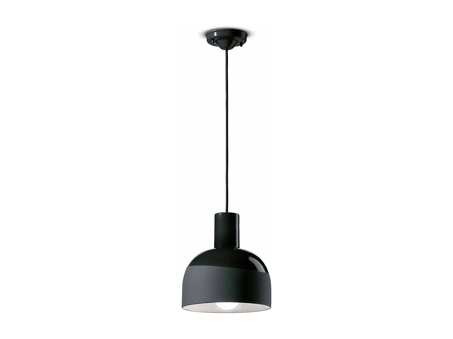 Lampadario Vintage Decò Caxixi Ceramica Nero Carbone 1 Luce E27