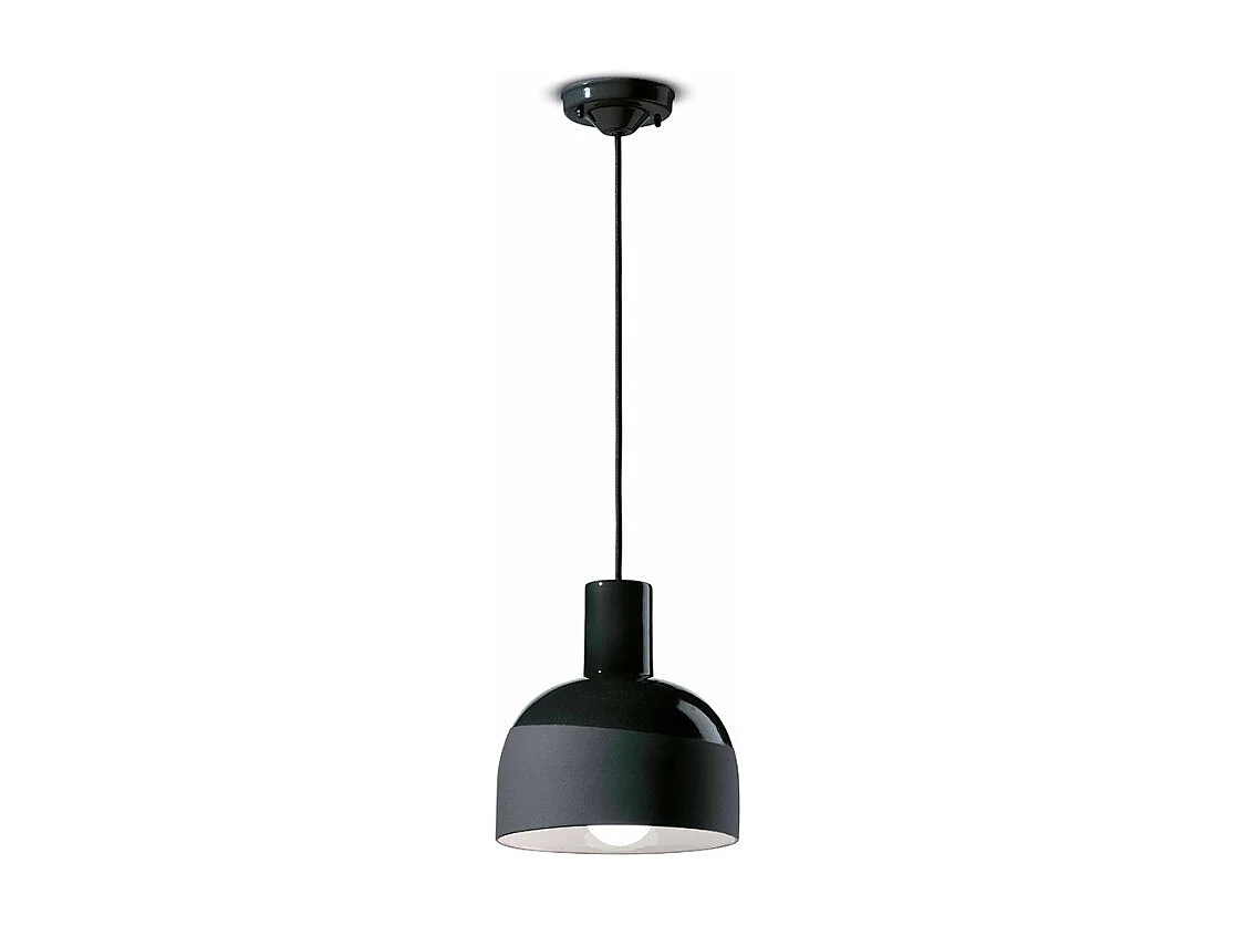 Lampadario Vintage Decò Caxixi Ceramica Nero Carbone 1 Luce E27
