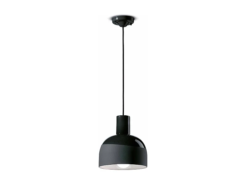 Lampadario Vintage Decò Caxixi Ceramica Nero Carbone 1 Luce E27