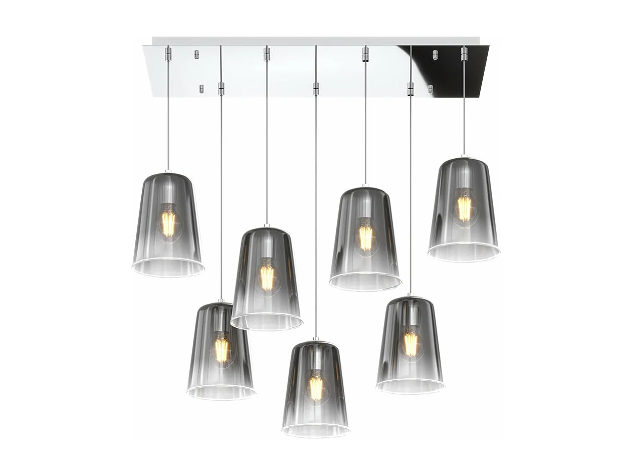 Sospensione Contemporanea Rett. Shaded Metallo Cromo E Cromo 7 Luci E27