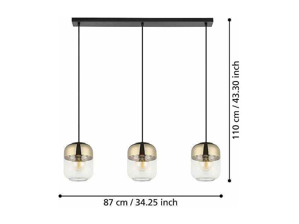 Lampadario Contemporaneo Maryvilla 3 Luci Acciaio Nero
