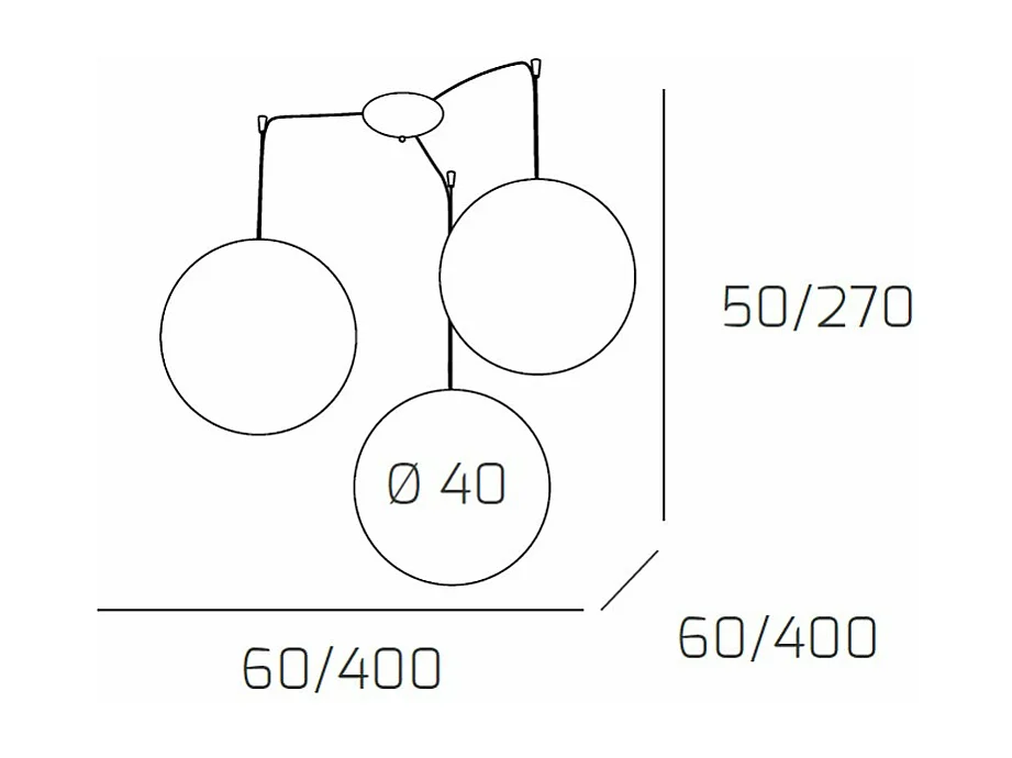 Sospensione Contemporanea Moon Metallo Cromo Vetro Rosso 3 Luci E27 D.40Cm