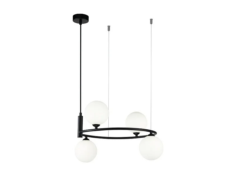 Ring Lampada a Sospensione da Soffitto Nera, 4 Luci, G9