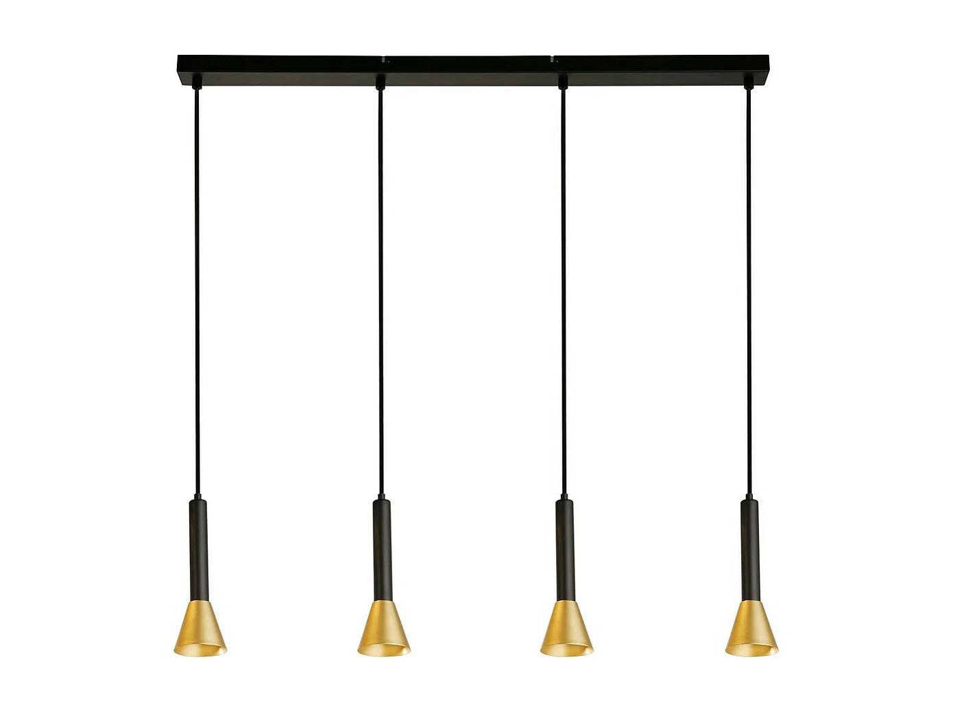 Searchlight Signal Lámpara colgante con 4 barras de luz, metal negro y dorado