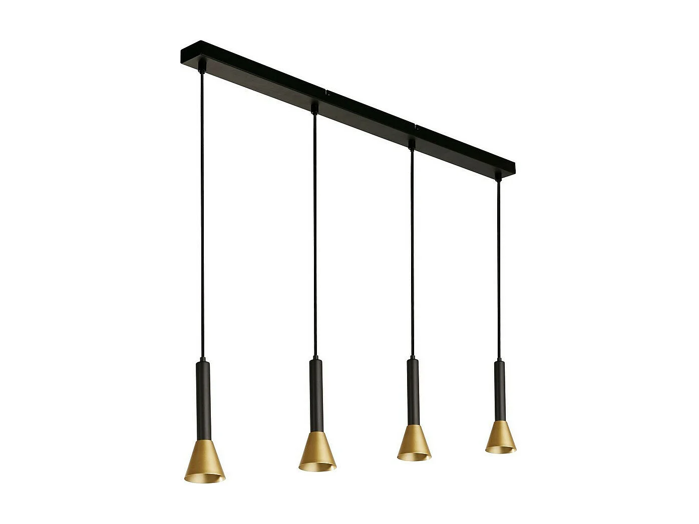 Searchlight Signal Lámpara colgante con 4 barras de luz, metal negro y dorado