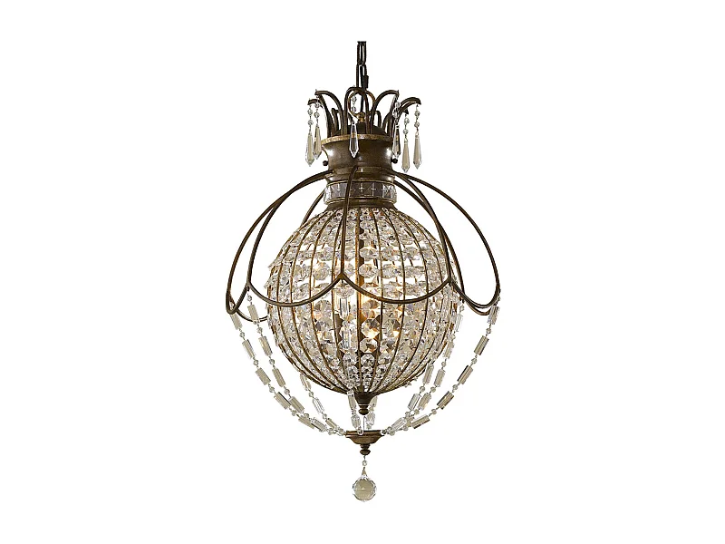 Lampadario Contemporaneo Bellini Acciaio Bronzo Ossidato Cristallo 3 Luci E14