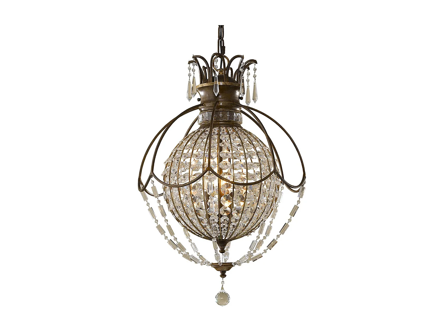 Lampadario Contemporaneo Bellini Acciaio Bronzo Ossidato Cristallo 3 Luci E14