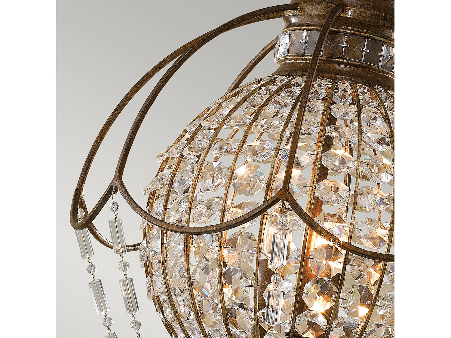 Lampadario Contemporaneo Bellini Acciaio Bronzo Ossidato Cristallo 3 Luci E14