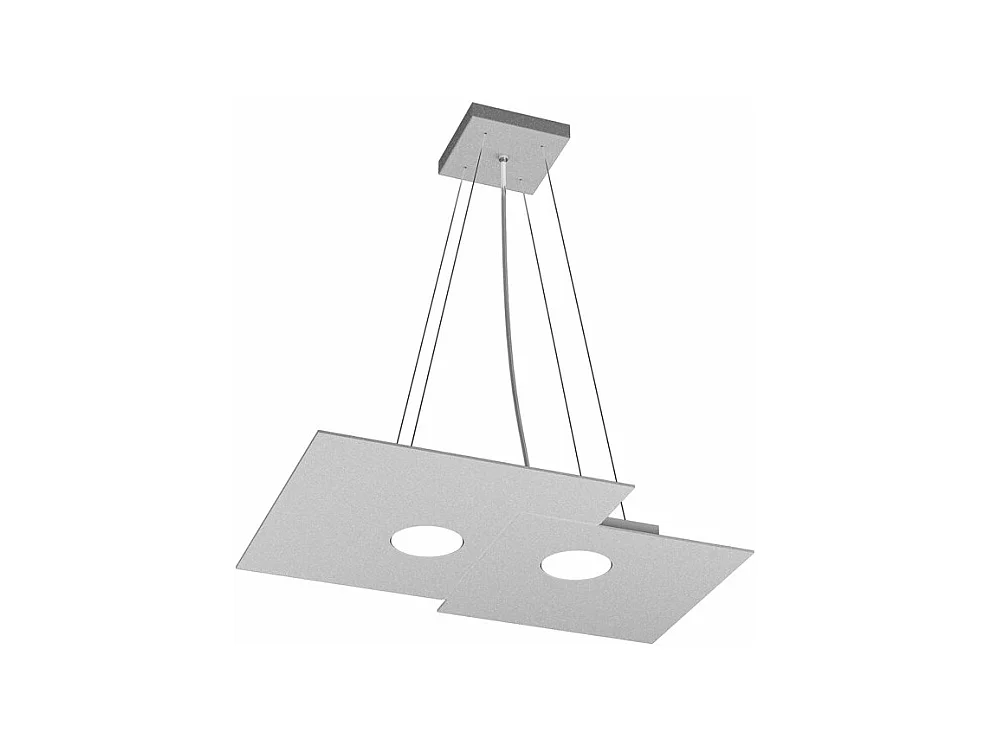 Sospensione Moderna Rettangolare Plate Metallo Grigio 2 Luci Gx53