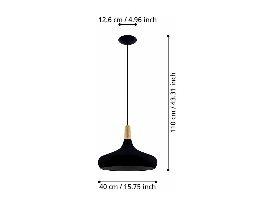 Lampadario Contemporaneo Sabinar Grande 1 Luce Metallo Nero E Marrone