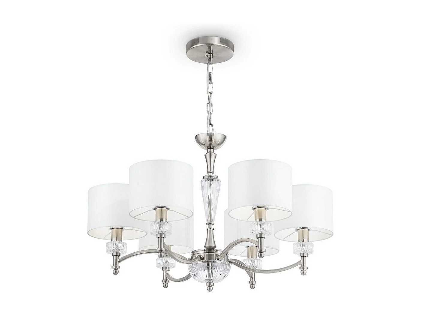 Alicante Lampadario Nichel con Paralumi Faric, 6 Luci, E14