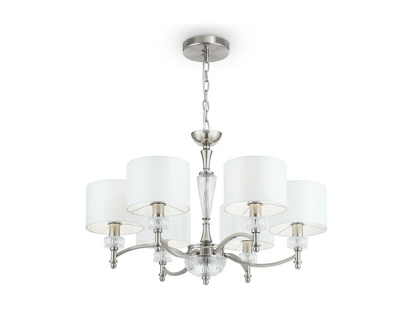 Alicante Lampadario Nichel con Paralumi Faric, 6 Luci, E14