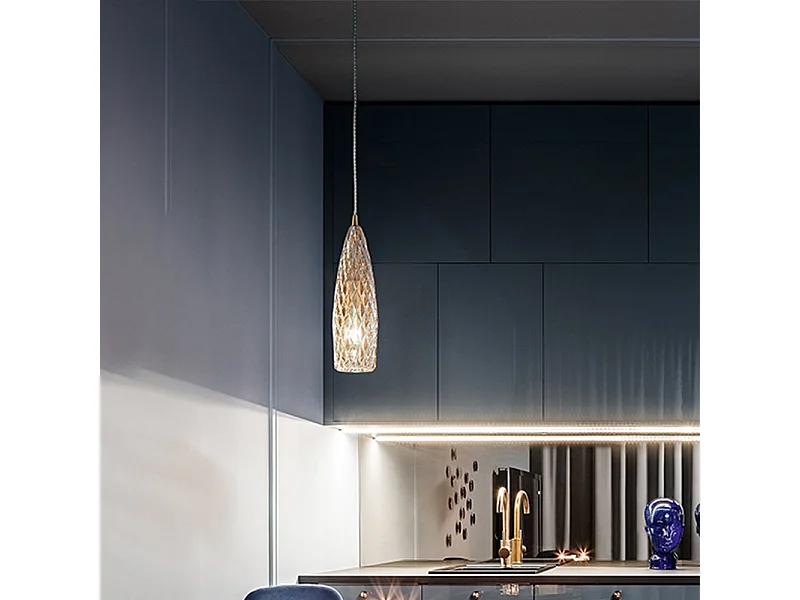 Lampadario In Metallo Contemporaneo Flut Oro 1 Luce E27