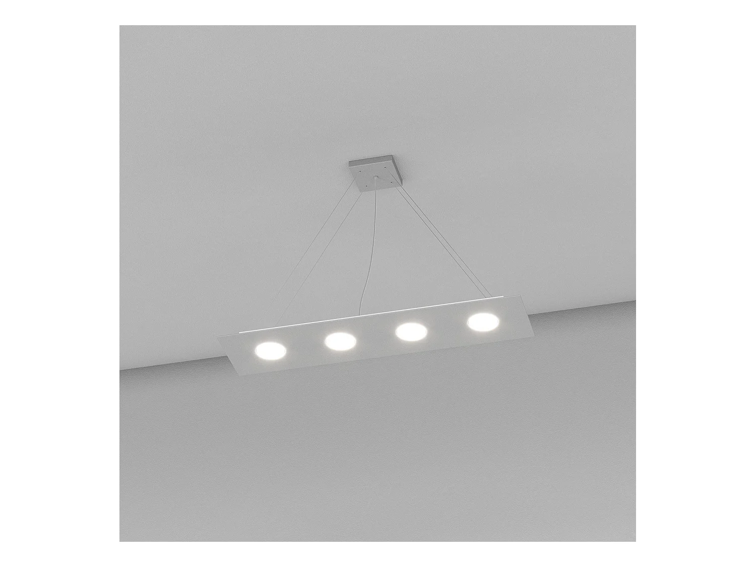 Lampadario Moderno Rettangolare Area Metallo Grigio 4 Luci Gx53