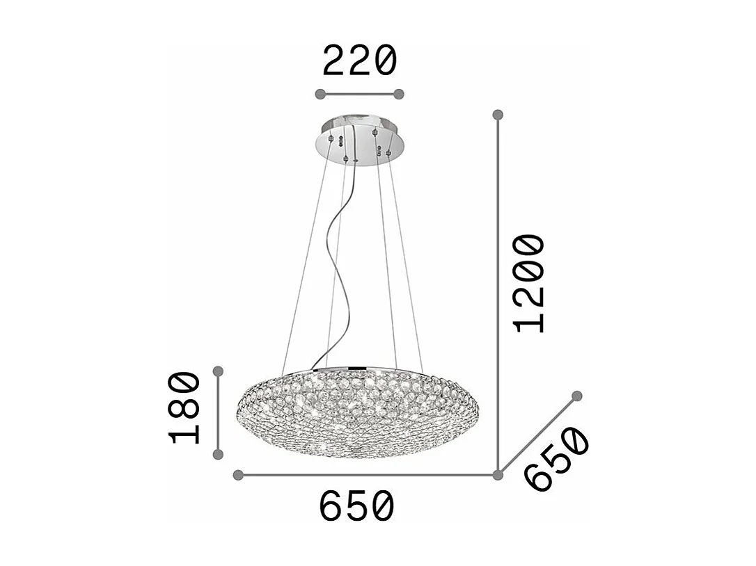 Ideal Lux King - 12 Licht große Decke Anhänger Gold, G9
