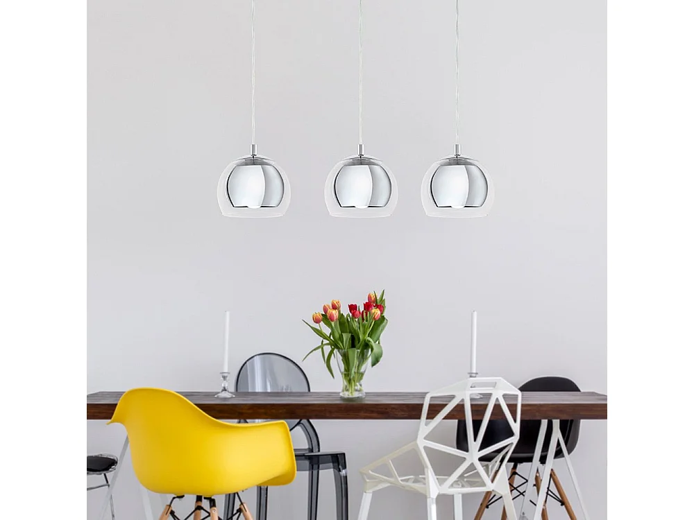 Lampadario Contemporaneo Rocamar 3 Luci Acciaio Cromo E