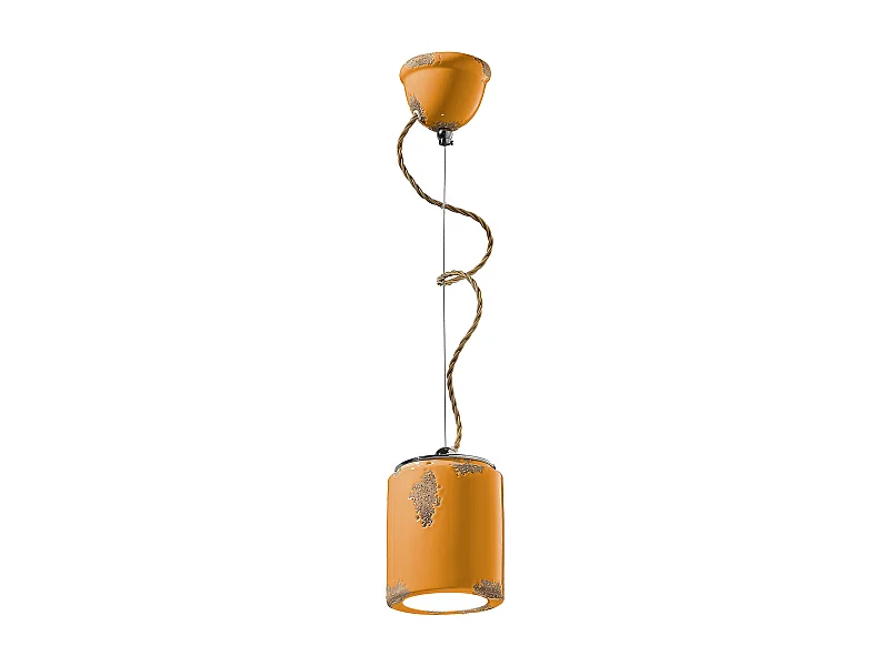 Lampadario Vintage Ceramica Gialla 1 Luce E27