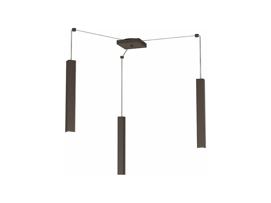 Square Tube Sospensione 3 Luci Marrone Cavo Cm.250 Con Base