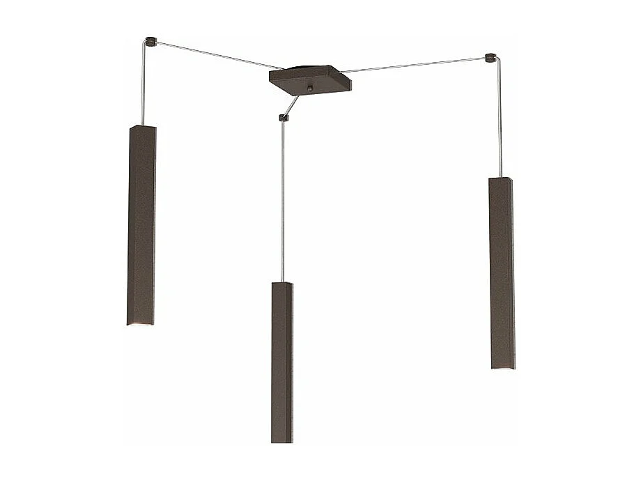 Square Tube Sospensione 3 Luci Marrone Cavo Cm.250 Con Base