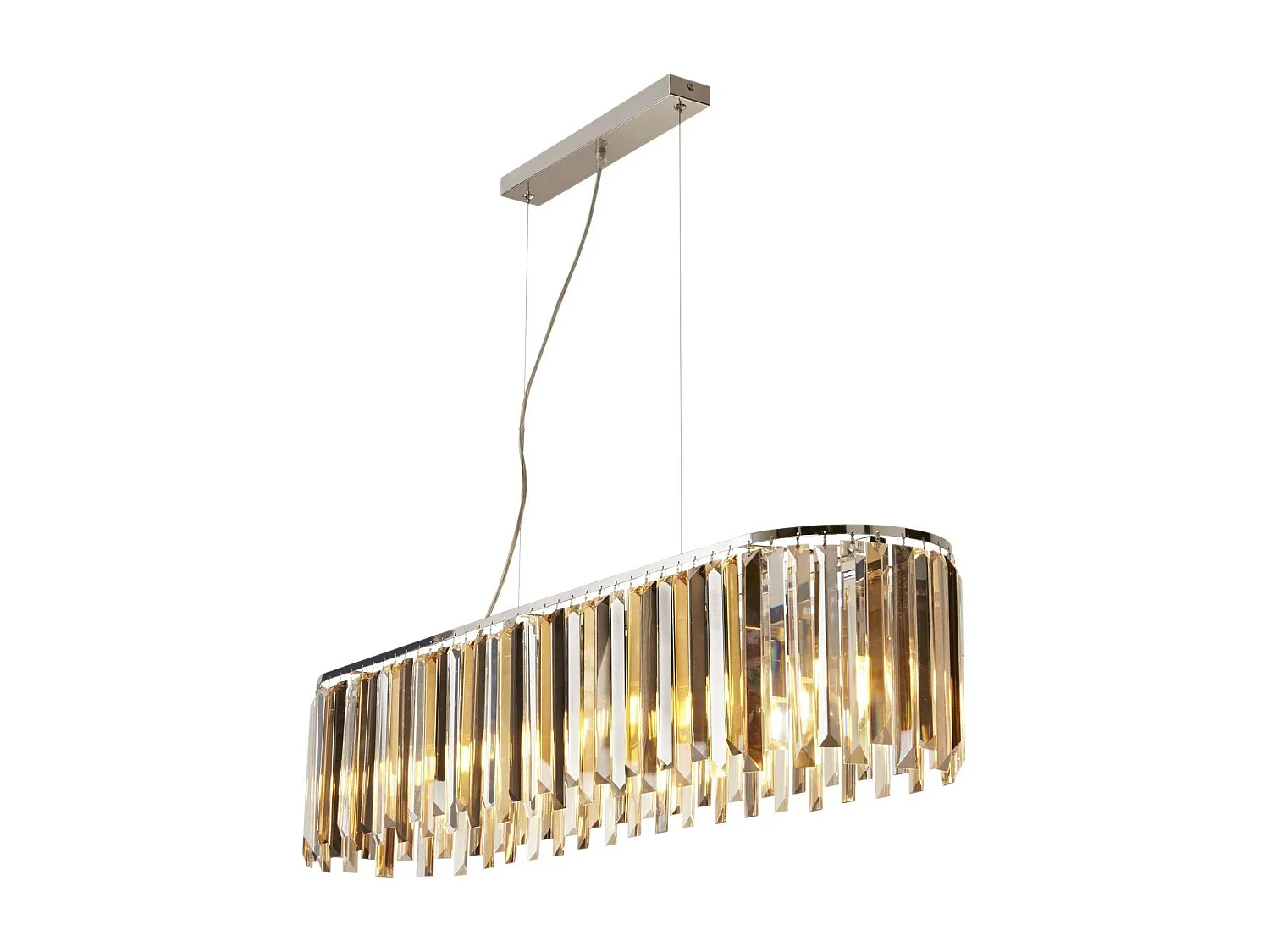 Searchlight Clarissa - Sospensione a soffitto a 8 barre luminose cromate, gocce prisma di cristallo, attacco E14