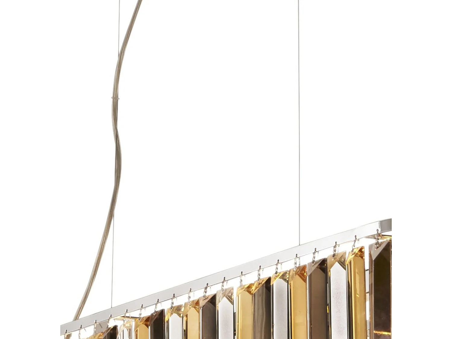 Searchlight Clarissa - Sospensione a soffitto a 8 barre luminose cromate, gocce prisma di cristallo, attacco E14