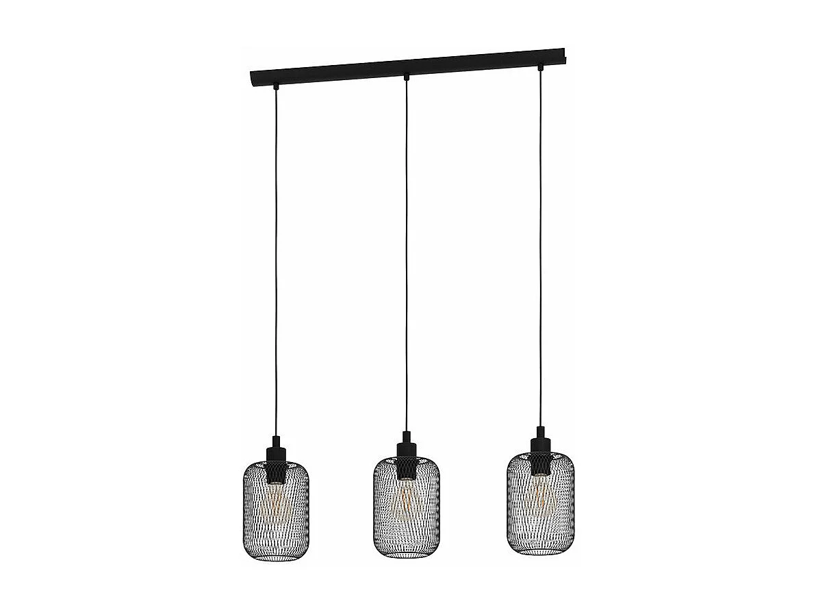 Lampadario Industrial Wrington 3 Luci Acciaio Nero