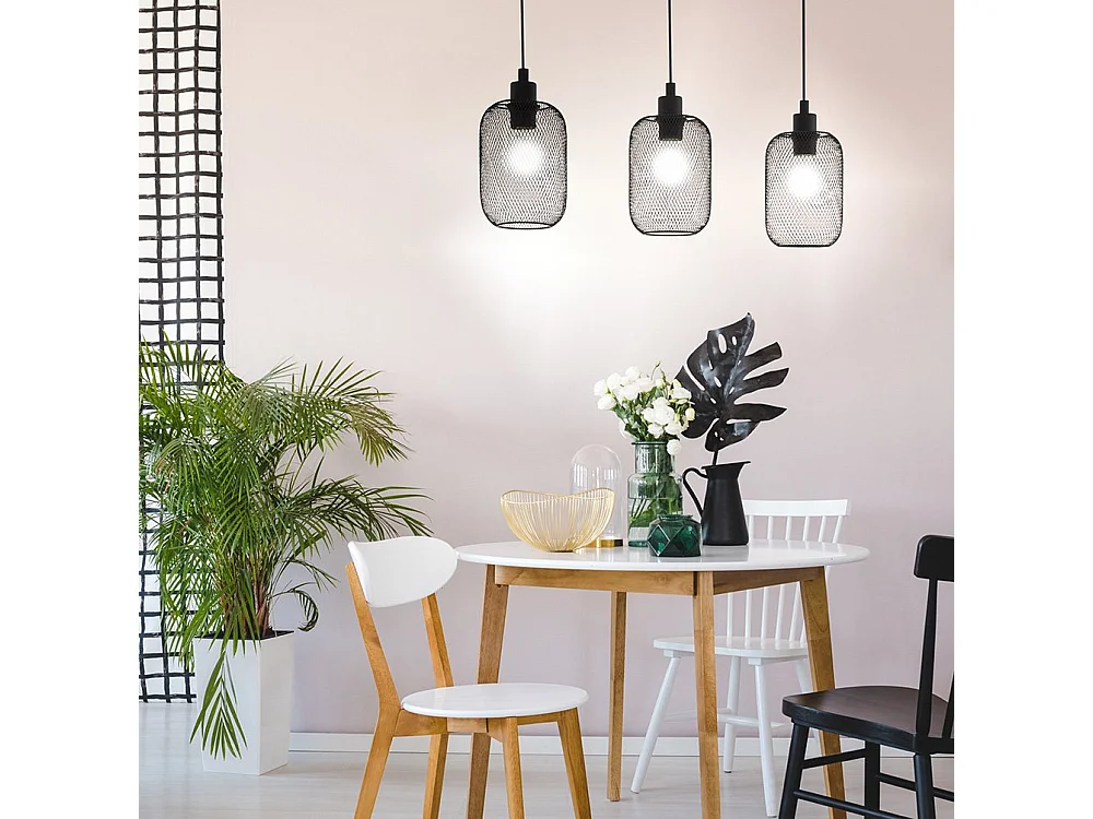 Lampadario Industrial Wrington 3 Luci Acciaio Nero