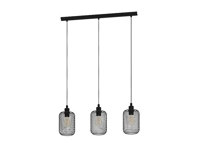 Lampadario Industrial Wrington 3 Luci Acciaio Nero
