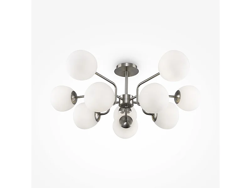 Maytoni Erich Moderne 10-flammige Kugel-Deckenleuchte Nickel E14