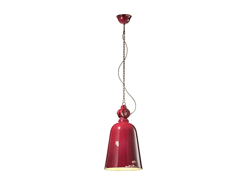 Lampadario Industrial Ferro E Ceramica Vintage Bordeaux 1 Luce E27