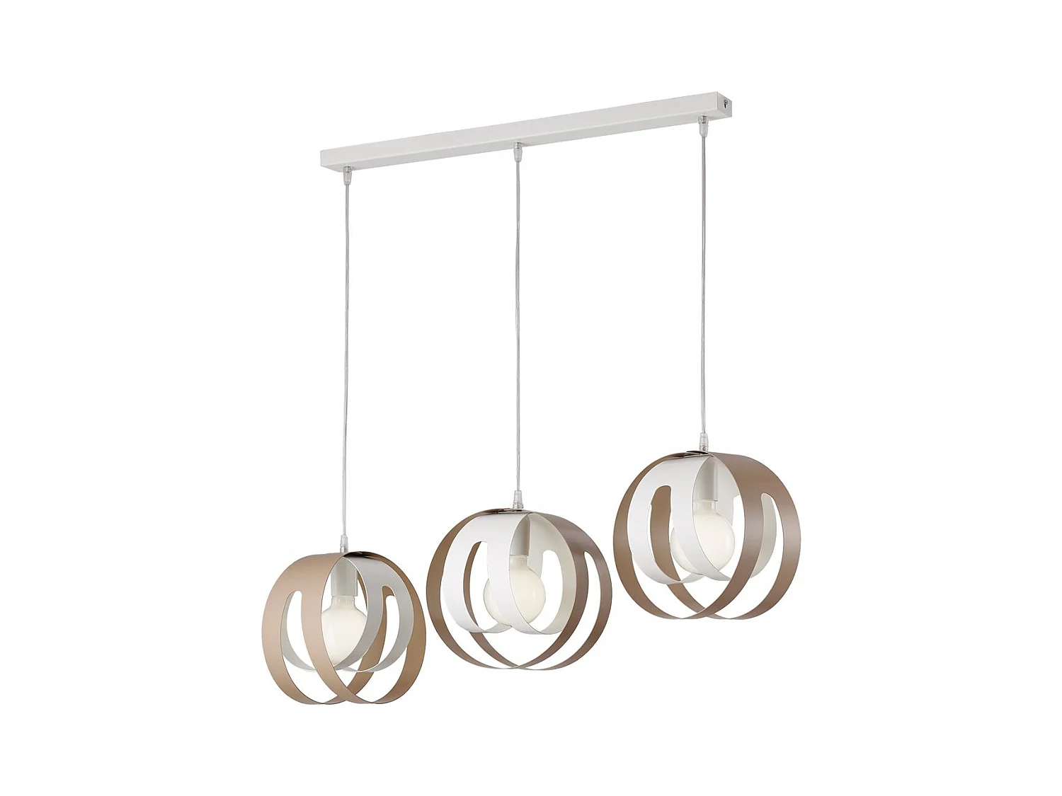 Belight -  Tobias Pendelleuchte Weiß/Taubengrau, rechteckige Rosette, 3x E27, L86x26 cm – BL302-BIN3-BT