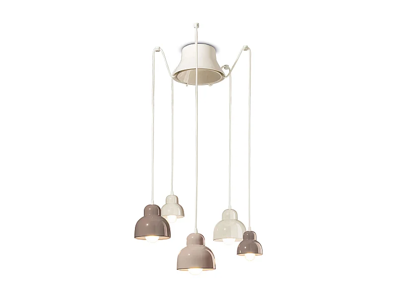 Lampadario Vintage Decò Berimbau Ceramica 3 Luci E27
