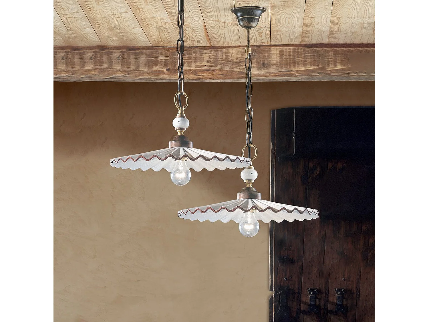 Lampadario Classico L'Aquila Metallo E Ceramica Nero Sfumato Rame 1 Luce E27