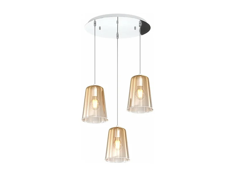 Sospensione Cromo Tonda 3 Luci Ambra