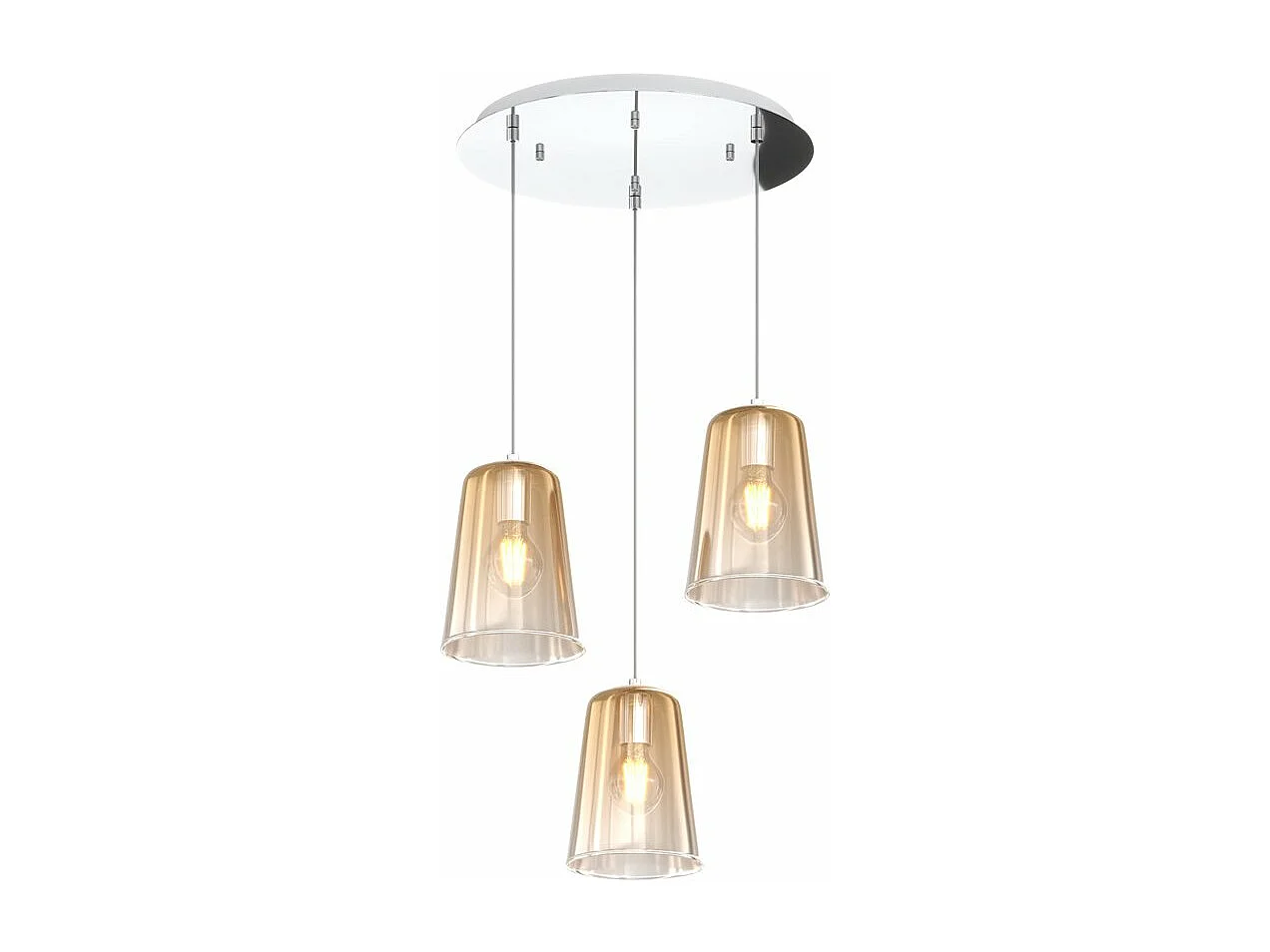 Sospensione Cromo Tonda 3 Luci Ambra