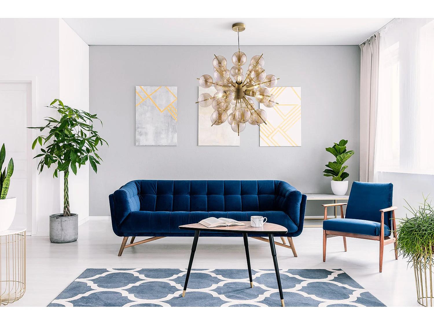 Maytoni Bolla Lampada da soffitto moderna Bolla a 6 luci in ottone con paralumi in vetro