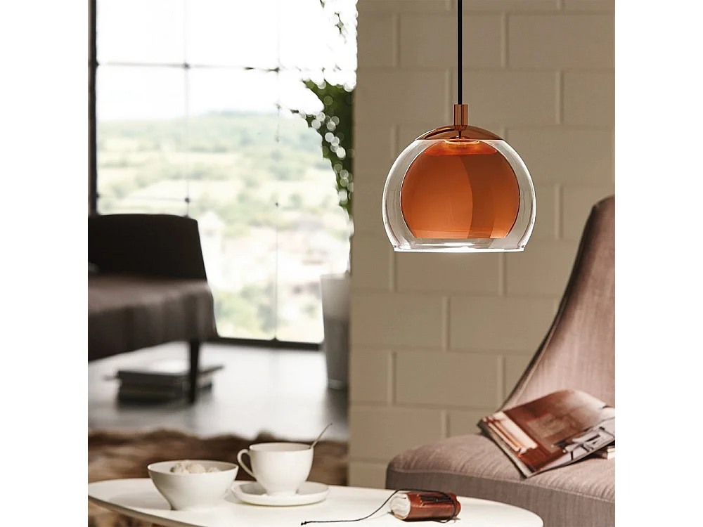 Lampadario Contemporaneo Rocamar 1 Luce Acciaio Rame