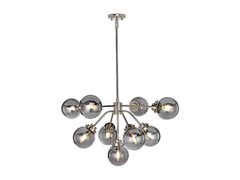 Elstead Kula 9 ljus ljuskrona, polerat nickel, E14