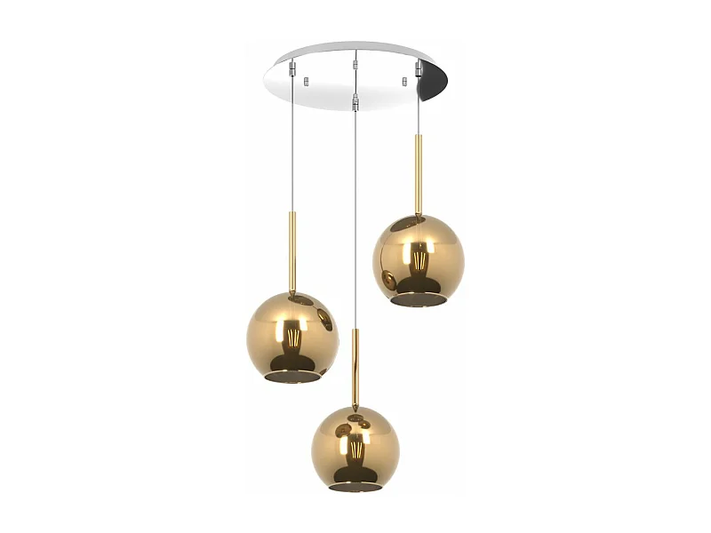 Sosp. Cromo Tonda 3 Luci Vetri Tutti Medio Oro