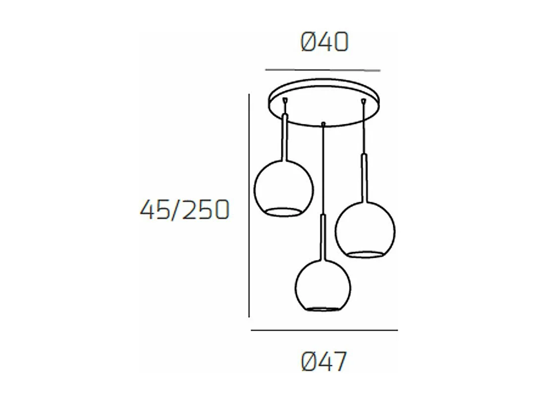 Sosp. Cromo Tonda 3 Luci Vetri Tutti Medio Oro