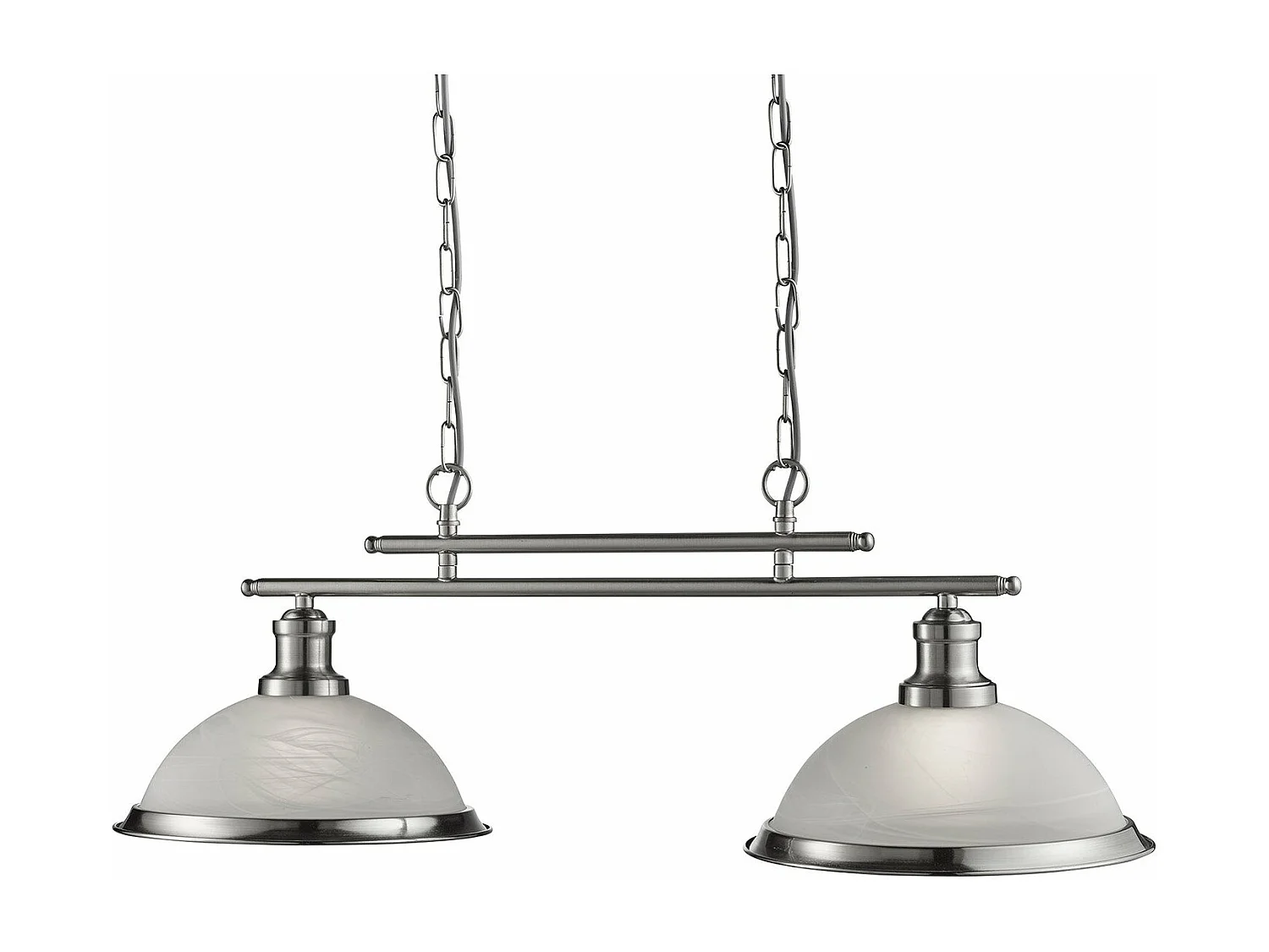 Lampadario Contemporaneo Bistro Acciaio Argento Vetro 2 Luci E27