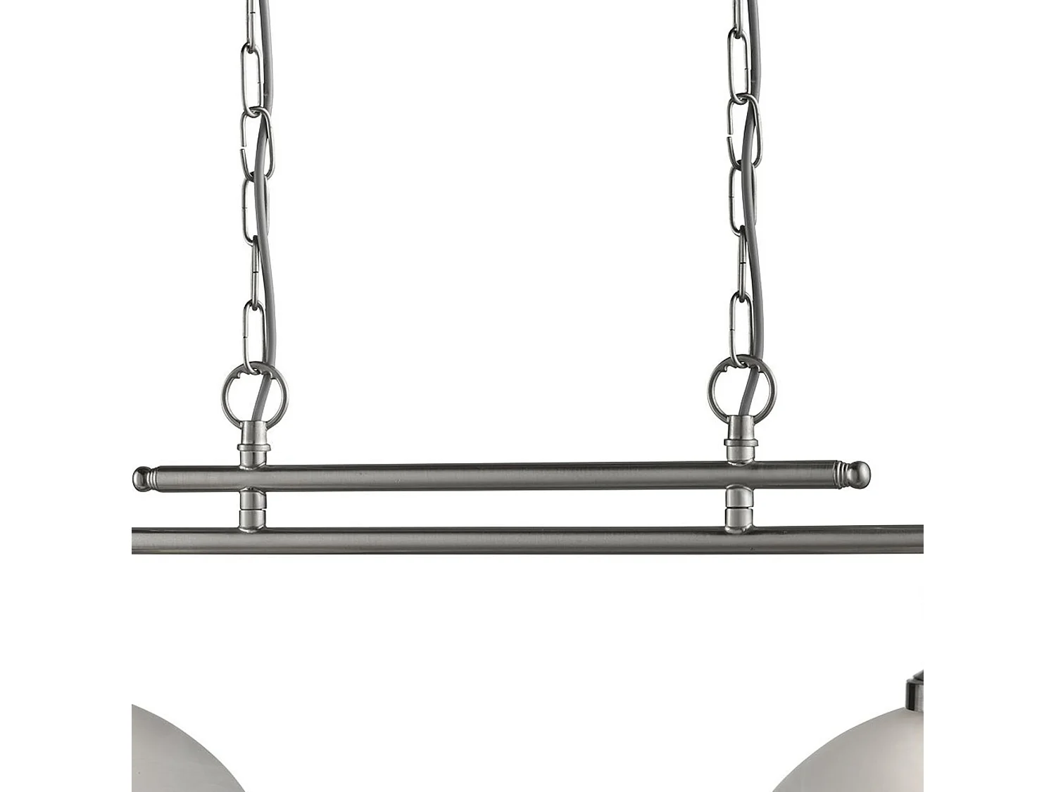 Lampadario Contemporaneo Bistro Acciaio Argento Vetro 2 Luci E27